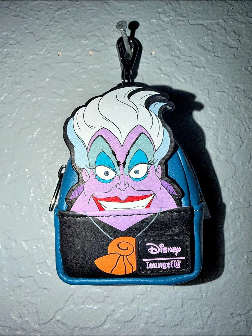 Disney Loungefly Ursula Mini Backpack Black Blue keychain